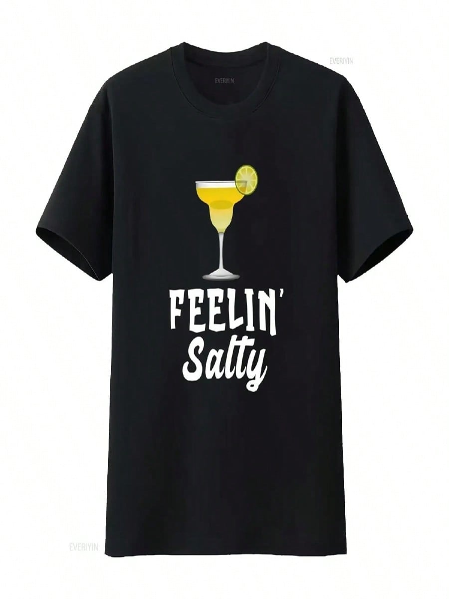 Feelin Salty T Shirt Funny Margarita Summer Vibes Drinking Humor Lime Cocktail Vintage Washed Stretched Graphic Casual Homme S разноцветный