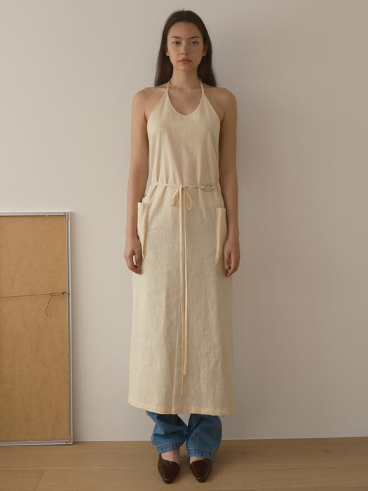 EcommaE LINEN MAXI APRON (BUTTER)