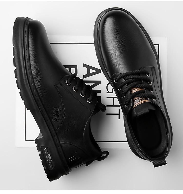 Men's Retro Leather Lace-Up Shoes - Handmade, Soft Bottom, Breathable, Business Casual