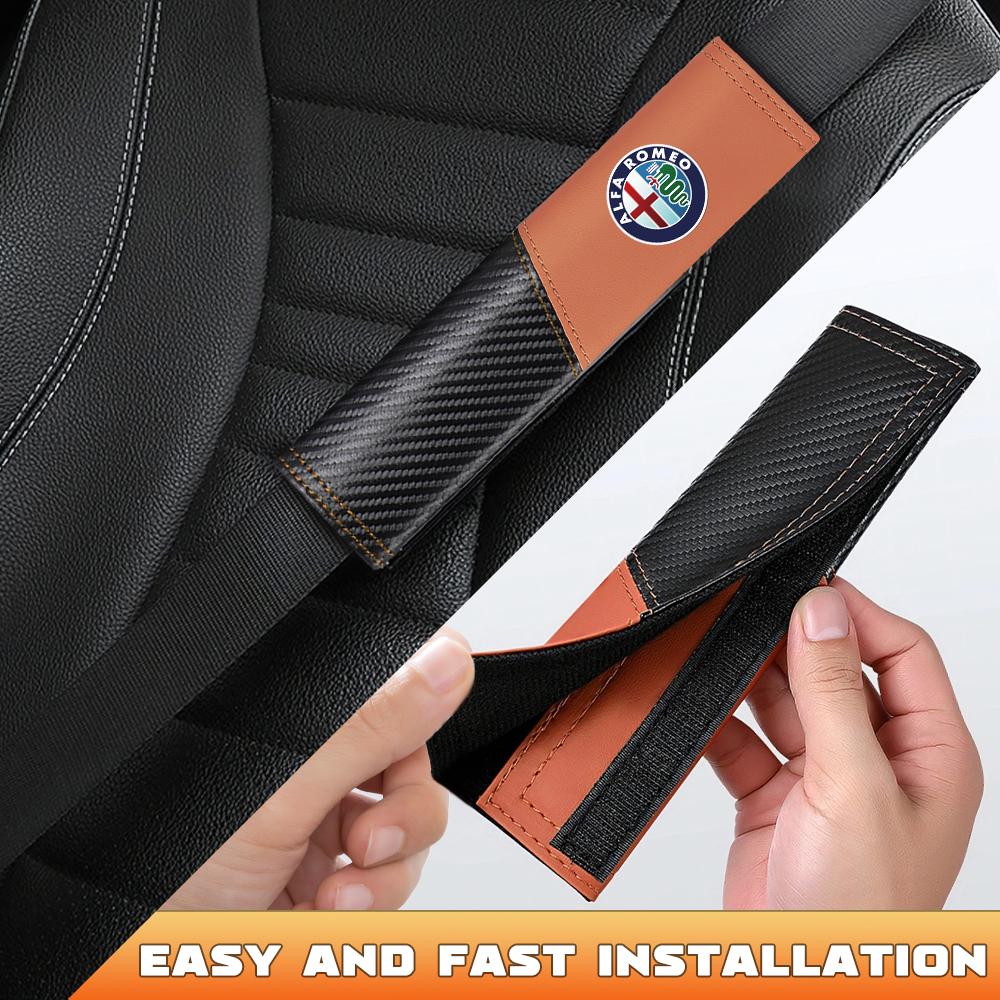 HNZCY1 1pc/2pcs Car Seat Belt Cover Protect Shoulders Pads Cover Carbon Fiber Protection Cover For Alfa Romeo Giulia MiTo Giulietta