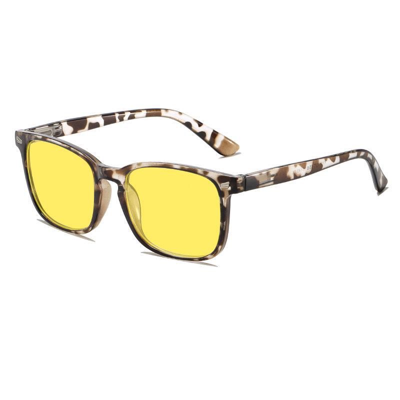 Retro Square Frame Yellow Lens Night Vision Glasses with UV Protection for Men and Women