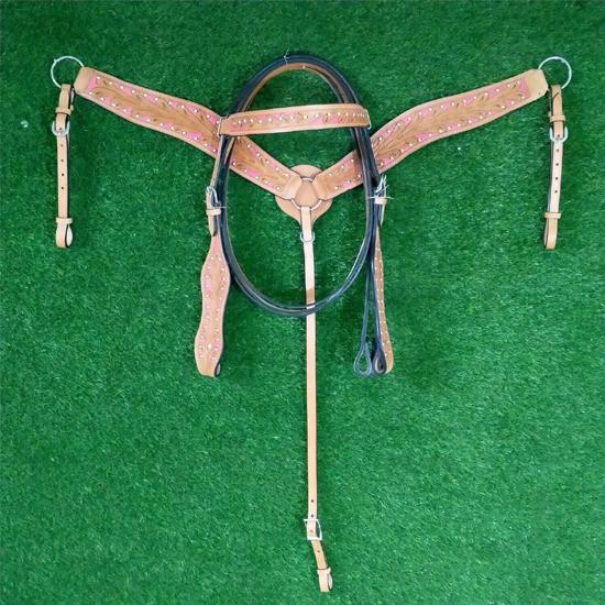 Horse Show Saddle Tack Bridle Western Leather Headstall Breast Collar