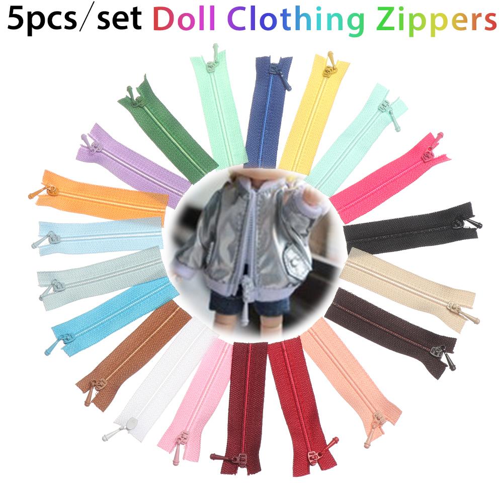 5pcs/set 5*1.7cm Mini Zipper Doll Clothing Zipper DIY Handmade Sewing Scrapbooking Garment Applique DIY Doll Clothes Accessory
