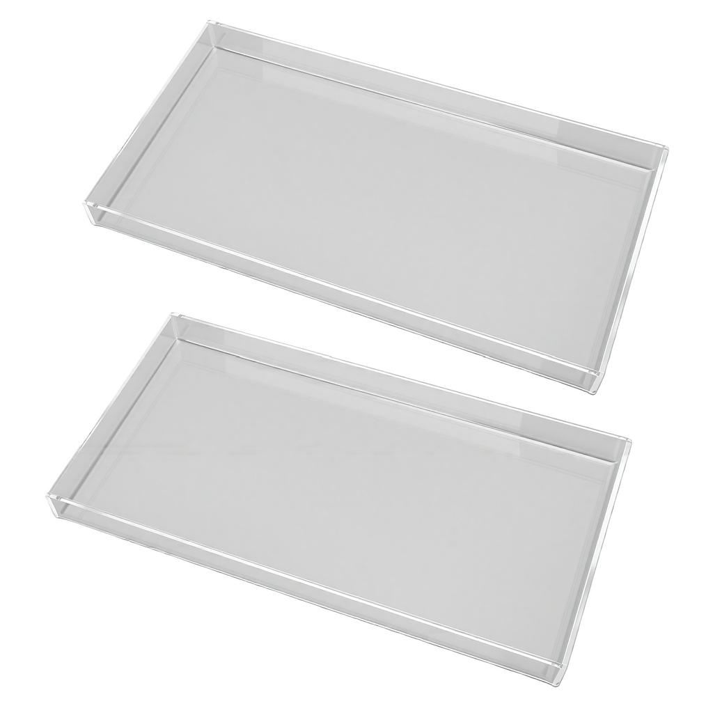 2pcs Acrylic Bathroom Tray for Counter Handmade Clear Trays Sturdy Organizer for Cup Sponge Soap Plant Cosmetic Perfume