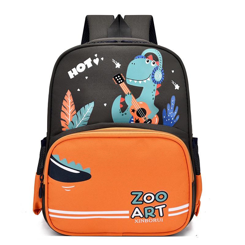 

Adorable Dinosaur And Bunny Nylon Children s Backpack Breathable And Lightweight Orange Dinosaur
