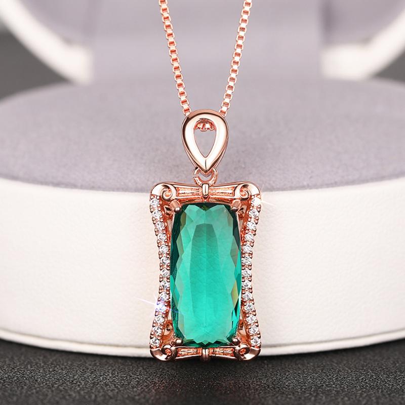 Huitan Luxury Female Fashion Pendant Necklace with Bright Zirconia Box Chain Jewelry Anniversary Party Accessories for Women