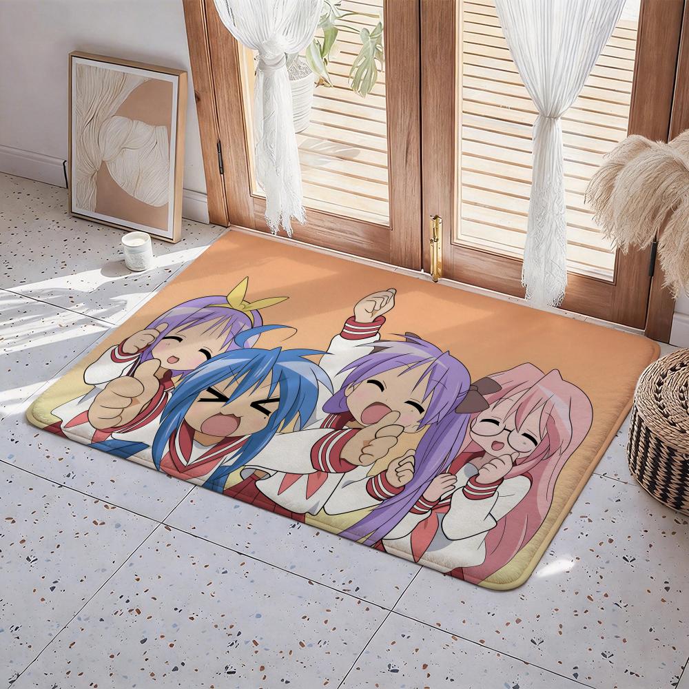 Anime L Lucky Star Floor Mat Eco Flannel Doormat Non Slip Odorless Indoor Floor Rug Soft Short Plush Home Mat