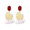 Elegant Alloy Heartshaped Earrings With Multilayer Tassels Women For
