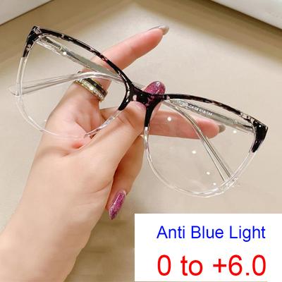 Fashion Women Reading Anti Blue Light Glasses Clear Cat Eye TR90 Prescription Female Glasses Astigmatism