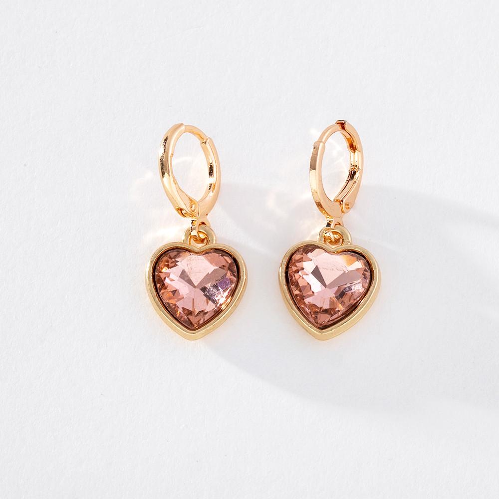 Pinkdudu Разноцветные Кристальные Сердечки Ear Cuffs Милые Дерзкие Наслаиваемые Серьги для Повседневной Носки PD1357 коричневый