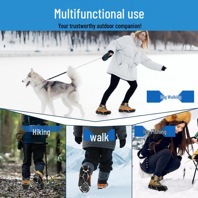 Outdoor Snow Mountain Crampons: Anti-Slip Stainless Steel, Wear-Resistant, 8/12/18/19-Tooth Options