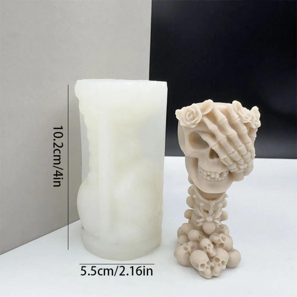 Skull Series Candle Silicone Mold Halloween Rose Skull Plaster Resin Mold DIY Soap Making Tool Halloween Decorative Decoration Candle Making Tools