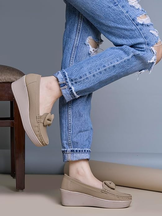 Shoetopia Upper Bow Detailed Loafers for Women & Gilrs Comfortable Office, Party & Casual Footwear