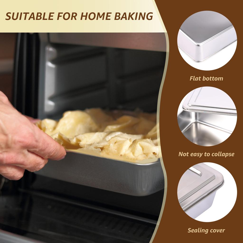 Stainless Steel Bread Loaf Pan with Lid Cake Mould Rectangle Loaf Pan Multipurpose Baking Bakeware for Baking Bread Party