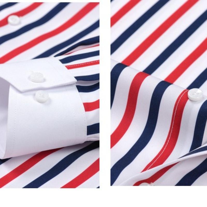 Men's Dress Shirts Stripe Long Sleeve Stretch Wrinkle-Free Formal Shirt Business Casual Button Down Shirts