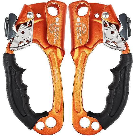 Hand Ascender High strength aluminum Alloy Climbing Ascender with Ergonomic Rubber Handle Strong Rappelling Gear Equipment for Rock Climbing Tree