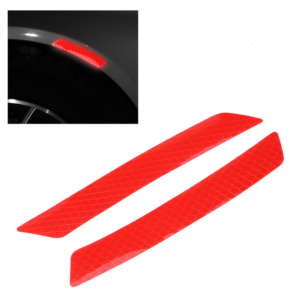 4Pcs Car Wheel Eyebrow Bumper Reflective Safety Warning Strip Tape Sticker Decal Red