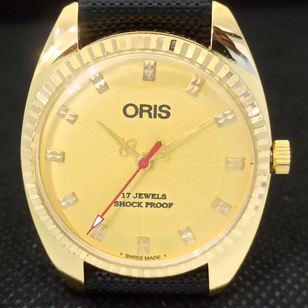 VINTAGE ORIS WINDING SWISS REFURBISHED MENS WRIST YELLOW WATCH 558c-a297218-1
