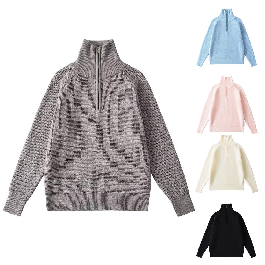 Women's Solid-color Fashionable Long-sleeved Top Sweater
