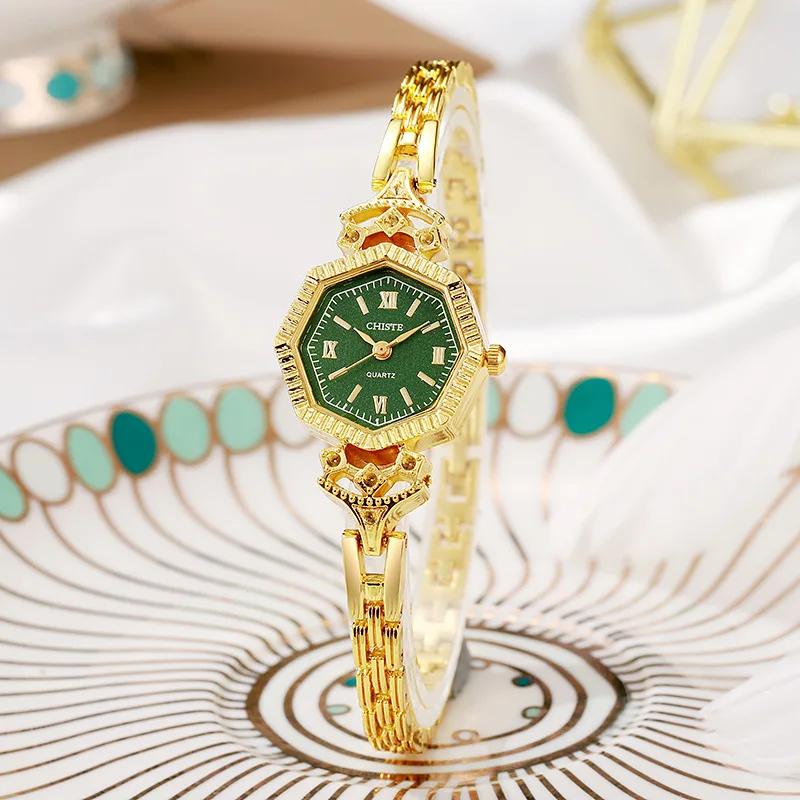 

Women Bracelet Quartz Watch Polygon Roman Dial Wristwatch