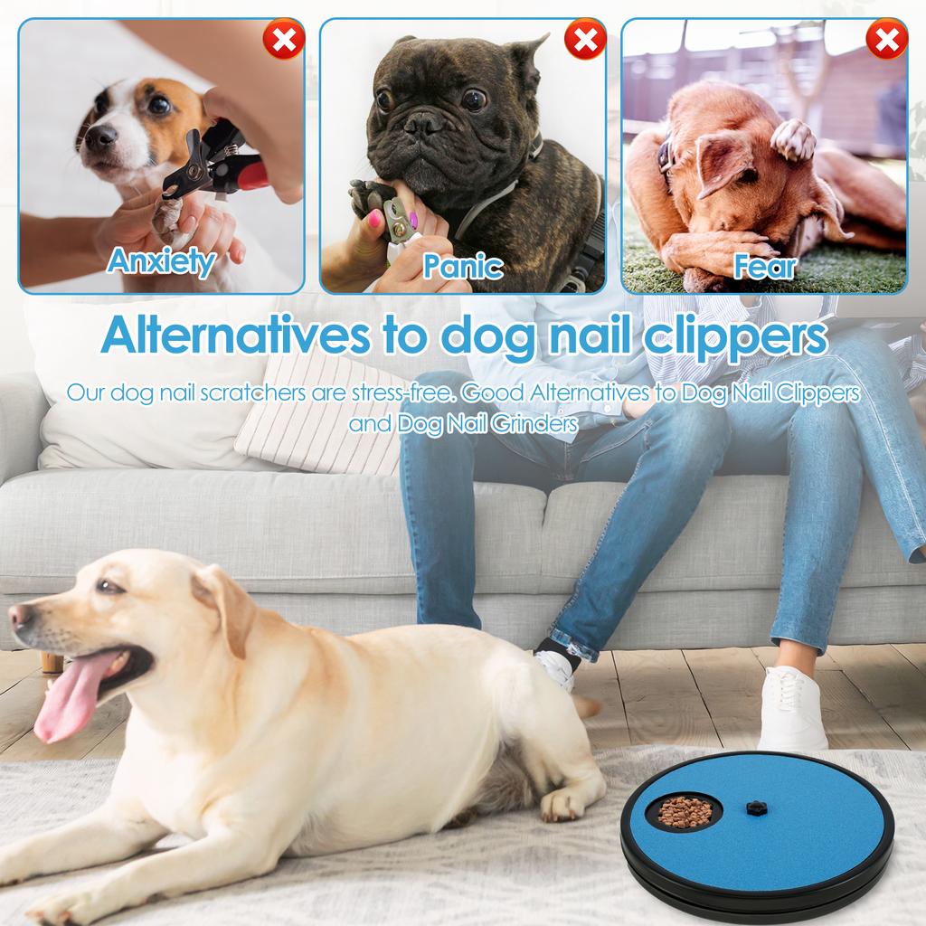 Rotating Round Dog Nail Scratch Board Removable Non-Slip Dog Scratch Board with 6 Snack Compartments Nails Scratchpad Sandpaper