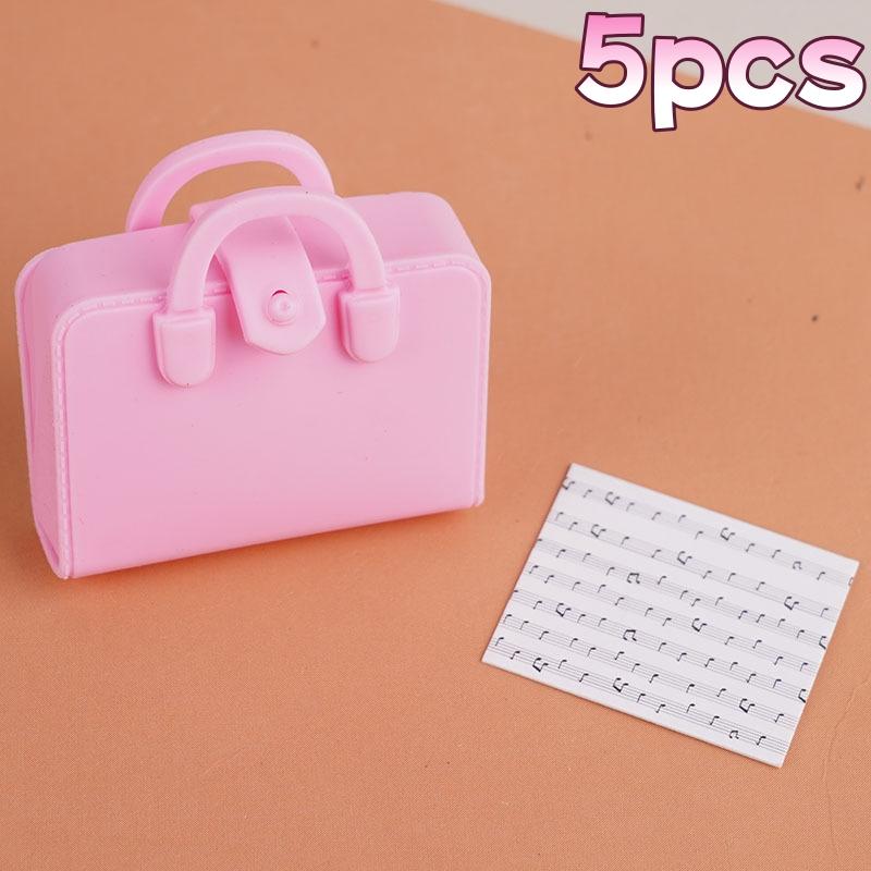 5Pcs Dolls Mini Bags Clothes Accessories 1/12 Dollhouse Simulated Handbag School Bag Music Score Model Study Decoration Toys
