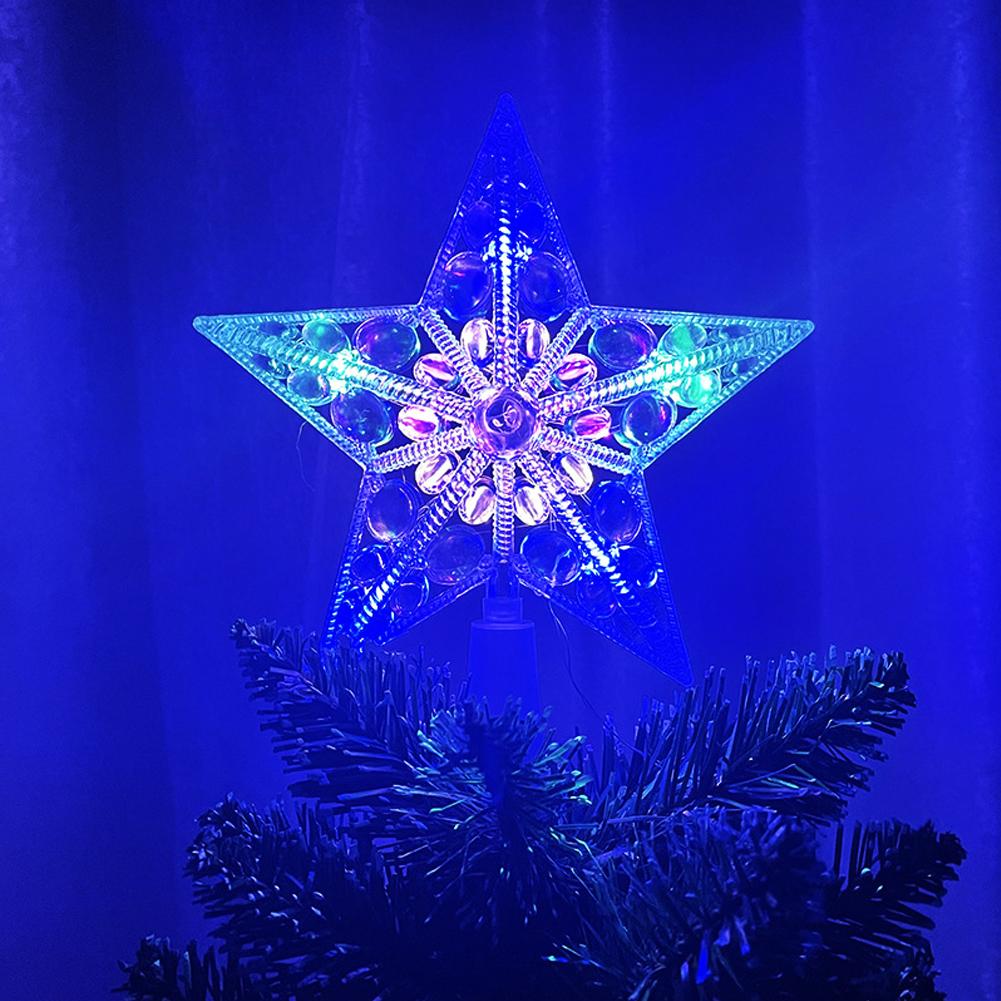 Glowing Christmas Tree Topper Xmas Tree Transparent Star with LED Light Tree Decorations for Home Xmas Ornaments Navidad Props