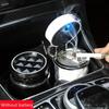 LED Light Alloy Ashtray Aluminum Cup Smokeless Car Ashtray Flame Retardant Auto Parts Car Portable Universal Ashtray Belt
