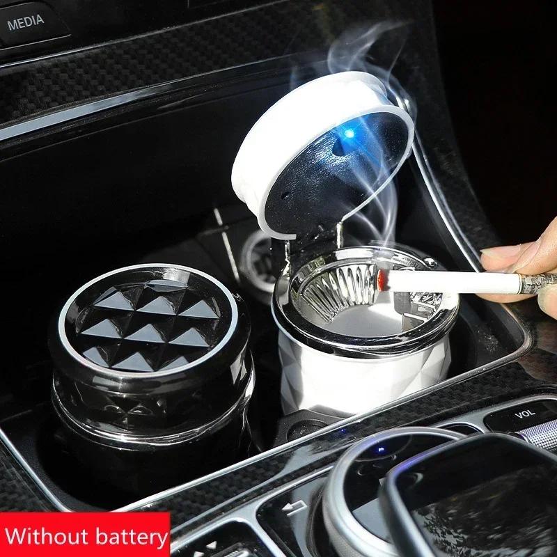 LED Light Alloy Ashtray Aluminum Cup Smokeless Car Ashtray Flame Retardant Auto Parts Car Portable Universal Ashtray Belt