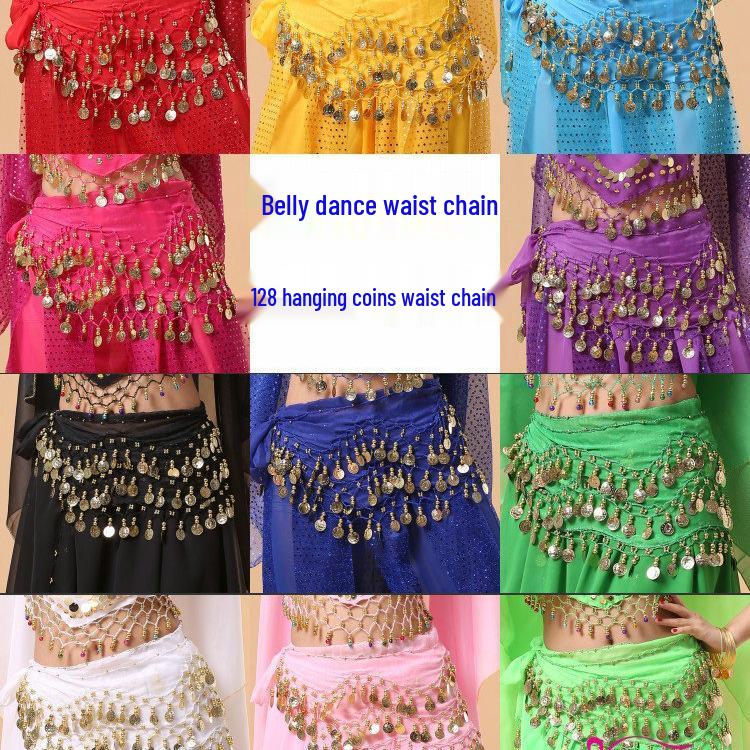 Indischer Bauchtanz Hüftgürtel mit Goldmünzen - Auftritts- & Übungskostüm-Accessoire