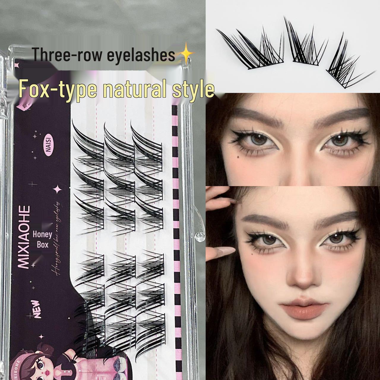 

Fox-Eye Natural Look False Eyelashes - Ten-Row Set