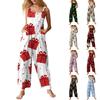 Women's Casual Jumpsuit Sleeveless Christmas Printed Cotton Jumpsuit