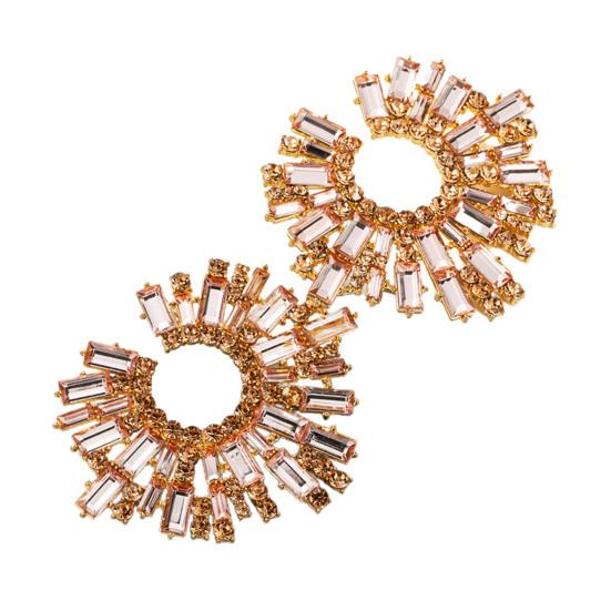 1 Pair Stud Earrings Sunflower-shaped Multicolor Rhinestones Jewelry Vintage Bohemian Earrings for Beach