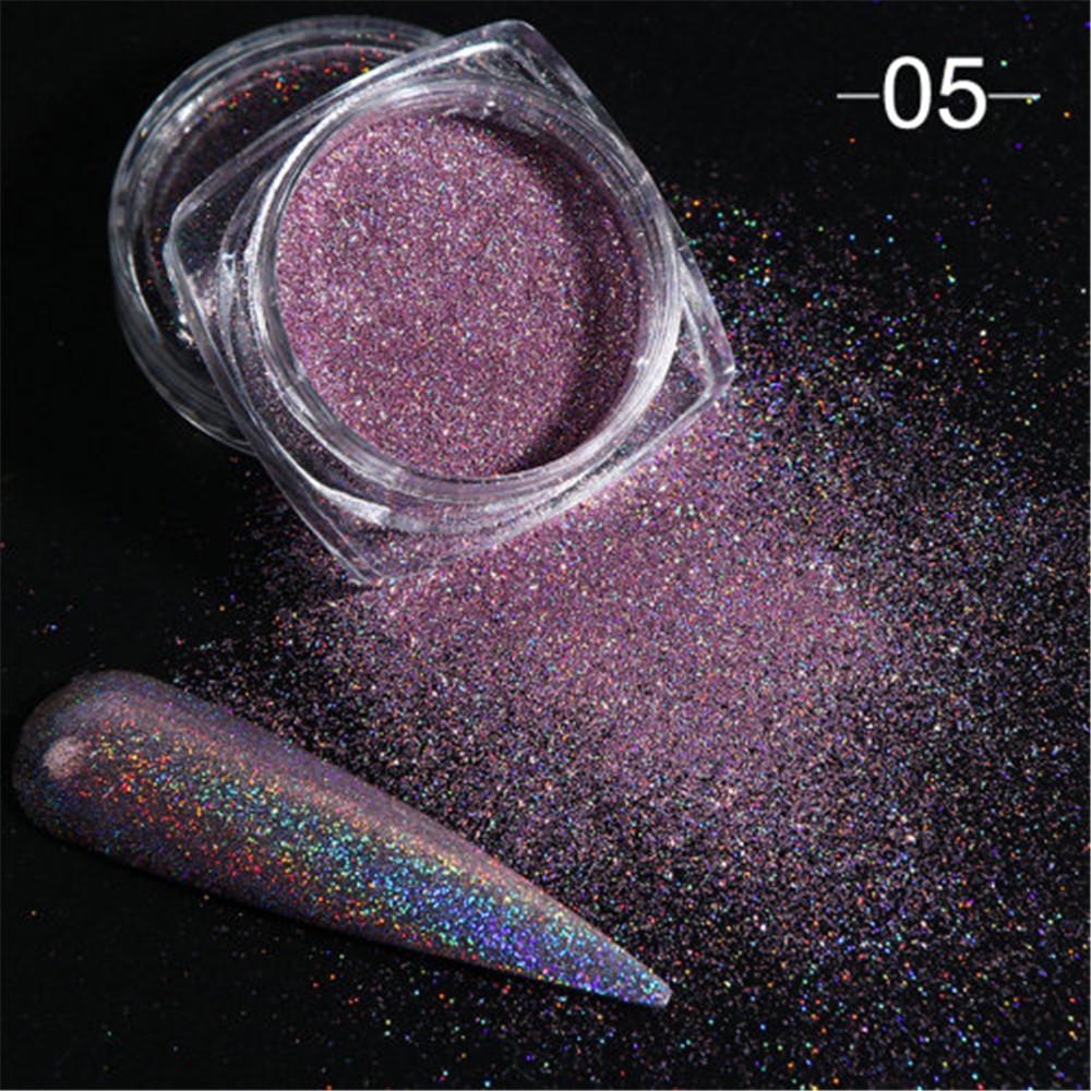Holografisches Nagelpulver Rosa – Chrom-Effekt Für Gel-Nägel, Mit Schwammstab