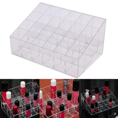 Klare Acryl 24 Grid Make-Up Organizer Lagerung Box Lippenstift Nagellack Display-ständer Halter Kosmetik Schmuck Organizer Box Fall