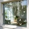 Bird Deterrent Window Clings White Spring Tree Branch Birds Hanging Vines Butterflies Static Glass Decals for Home Classroom Office Party Decoration