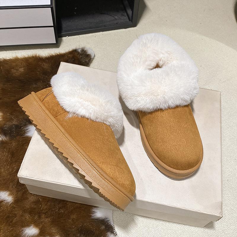 Plus-size Winter New Platform Cotton Shoes, Flat Low-heeled Snow Boots, and Round-toed Women's Cotton Shoes