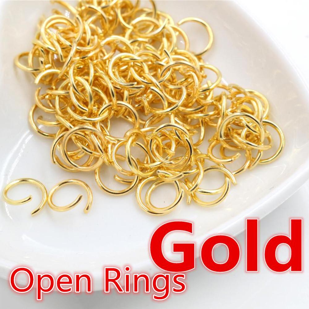 200 piezas 3/4/5/6/7/8/10 mm Metal DIY Componentes para Joyería Anillas de Salto Simples Cerradas/Abiertas y Anilla Dividida para hacer joyería