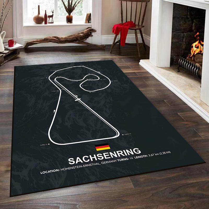 Sachsenring Circuit Track Design Rug Non-slip Rug Suitable for Living Room and Bedroom Sofas