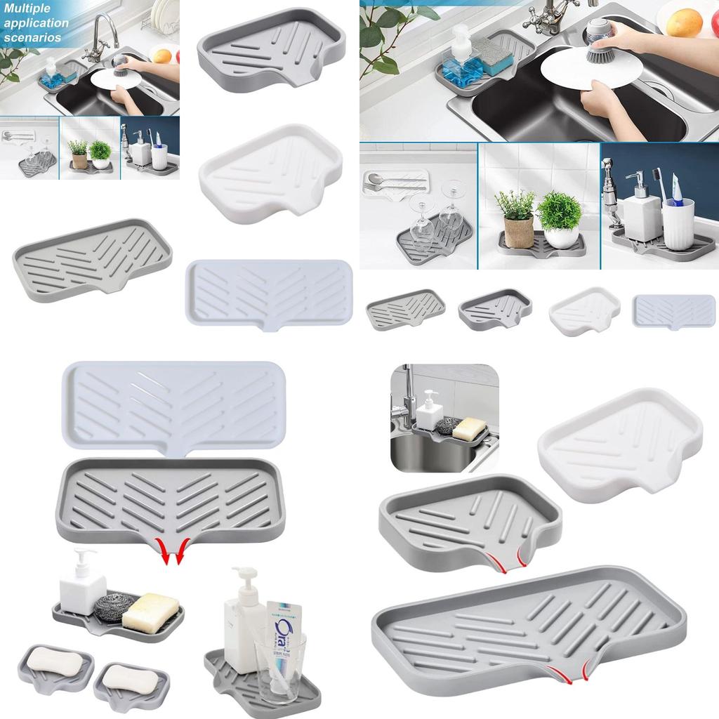 Premium Quality Silicone Soap Holder With Drainage Pad Large Size Slate Grey