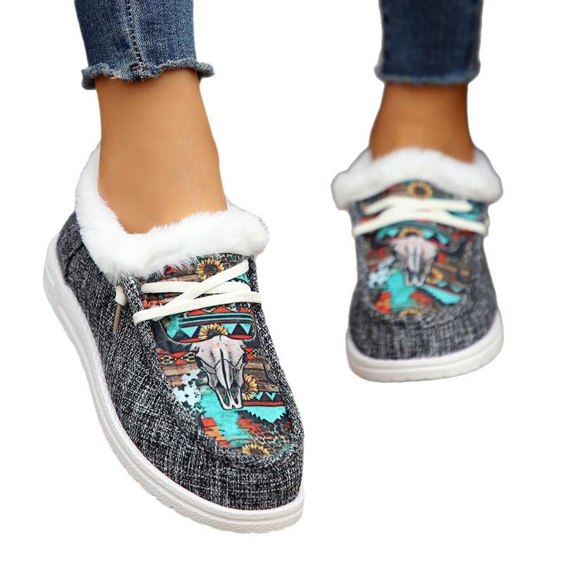 Plus - Size Women's Loafers - New Winter 2025 Style, Cross - Border for Amazon, Flat - Soled and Casual Women's Cotton Shoes for Foreign Trade