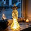 Dekoracyjna Figurka Wiedźmy, Figurka Szkieletu z Żywicy, Statua Gotycka ze Świecącymi Diodami LED, Straszna Ręcznie Robiona Statua, Ornament Dark Fantasy na Biurko, Półkę, Kominek