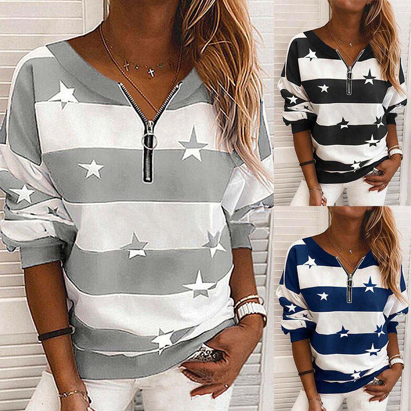 

Striped Print Long Sleeve Zip-up Sweatshirt Stripes Long Sleeves Zip Sweatshirt black XL