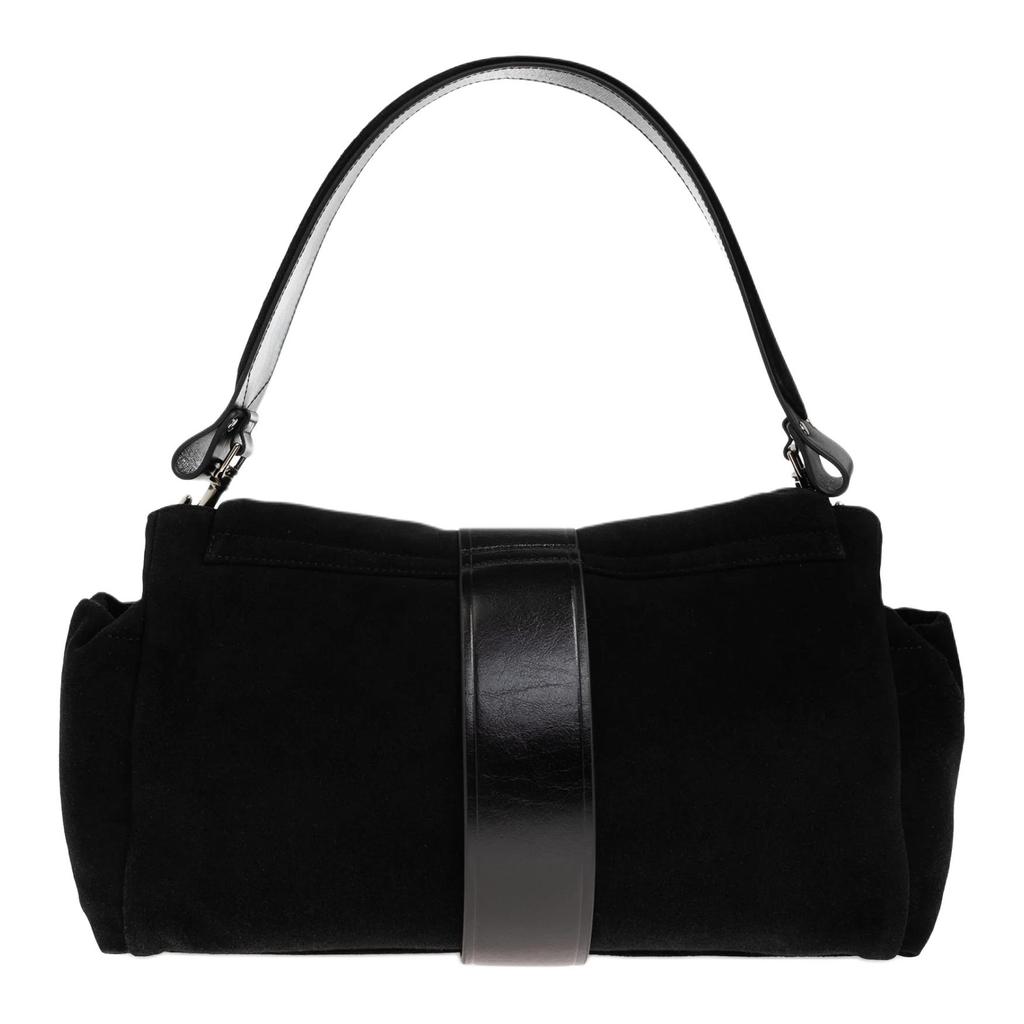 Vivienne Westwood Hazel Logo Leather And Cotton Tote Shoulder Bag Extra Large Women bags Black 4601000GWL007EN401