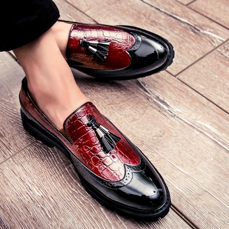Men Leather Shoes Flats Shoes Man Business Casual Loafers Large Size Fringed Leather Shoes for Men