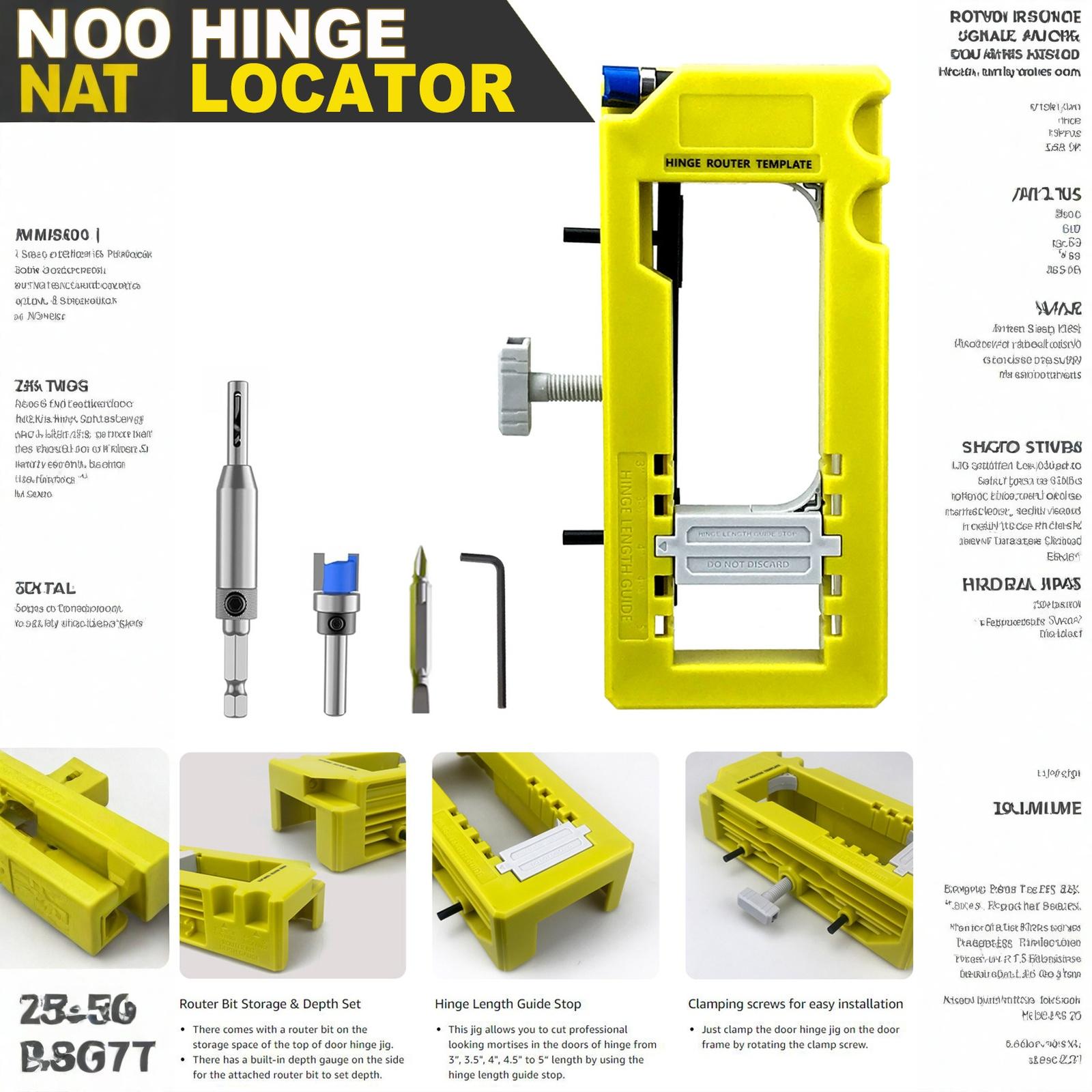 

Позиціонер петлі Вбудована петля дверей Шаблон для фрезерування петлі дверей Локатор отворів замка петлі Двері Встановлювальний комплект/Шаблон для вибірки пазів One Size