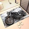 800g/m² Black Motorcycle HD Printed Carpet, Kitchen Rugs, Yoga Mat, Non-Slip Bathroom Mats, Absorbent Washable Polyester Rug for Bathroom, L