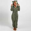 Women's Fashion Solid Colour Home Plush Warm Hooded Casual Pajamas Soft And Comfortable Jumpsuit