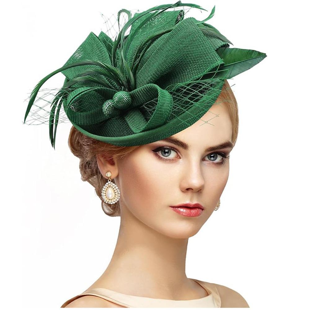 Exquisite Tea Party Mesh Hair Band Bowknot Bride Headdress Vintage Feathers Fascinator Hat  Lady