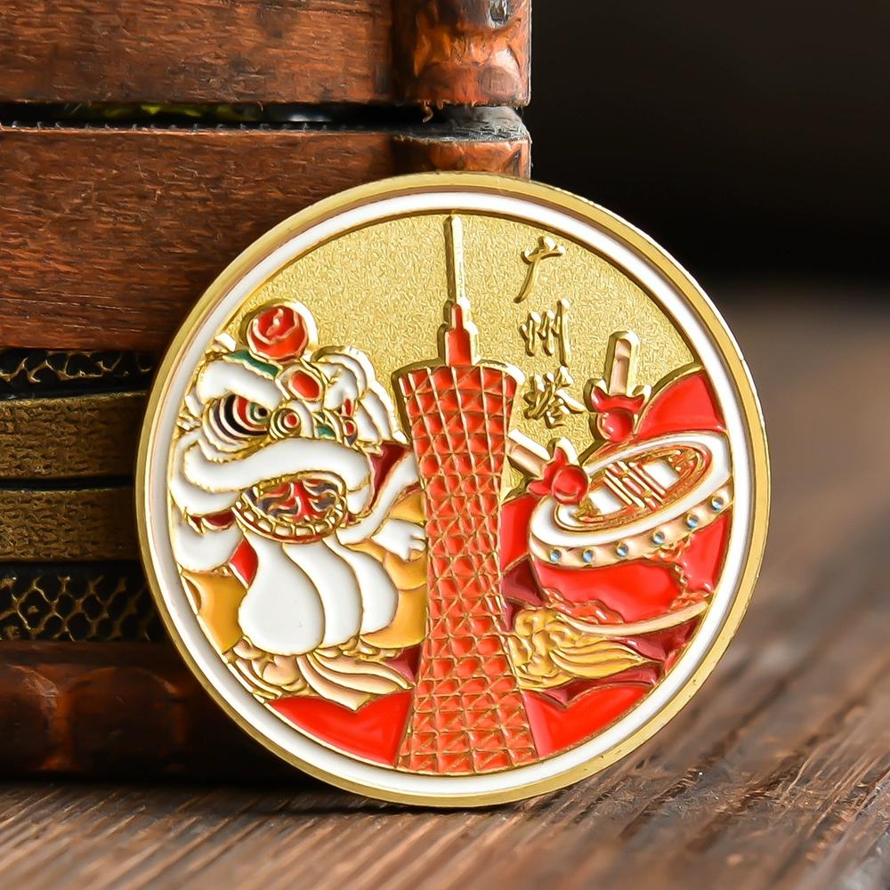 Сувениры Гуанчжоу, монеты с рисунками, Башня Гуанчжоу, достопримечательность Мемориальный зал Сунь Ятсена, товары для путешествий, сувениры со всего города